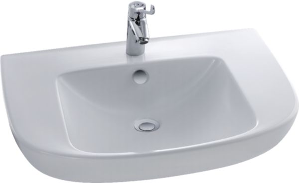 Lavabo autoportant, 70x56,5cm, percé 1 trou Conforme aux réglementations PMR Robinetterie conseillée : Easy E18161-CP Réf. E4495-00