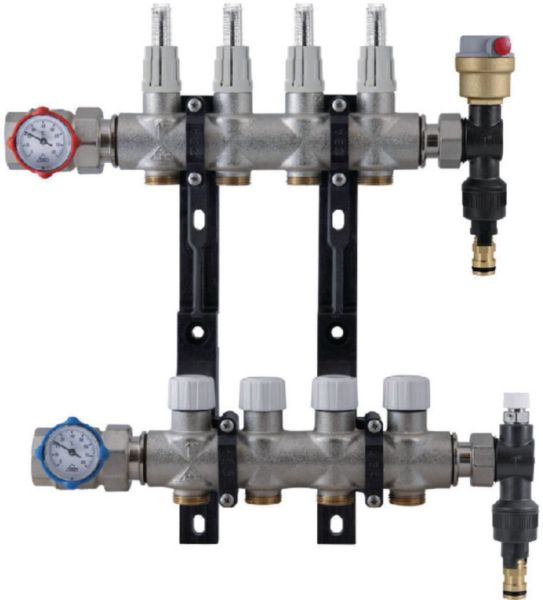 Kit collecteur en laiton et polymère avec débit-mètre 11 voies 26 x 34 réf. 20370620