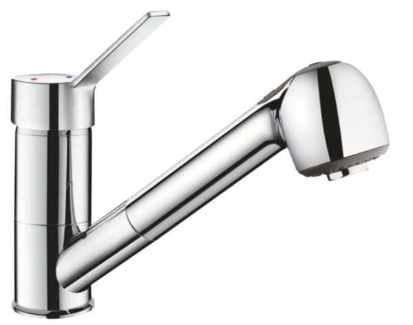 Mitigeur à bec orientable L 195, douchette extractible, manette ajourée réf. 2211