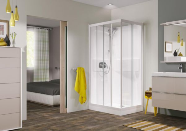 Cabine de douche Kineprime 100 x 80 coulissant haut transparent mécanique réf. CA571MTN