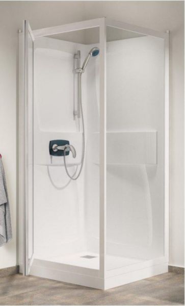 Cabine de douche Kineprime 100x80 pivotant bas transparent mécanique réf. CA580MTN