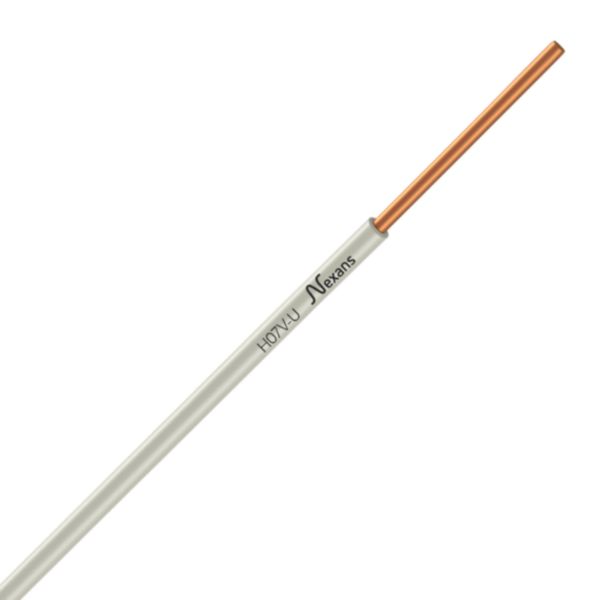 Fils de câblage résidentiel rigides H07VU 1 x 1,5 - blanc ivoire - couronne de 100 mètres