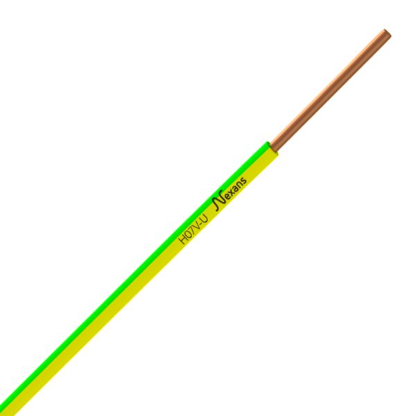 Fils de câblage résidentiel rigides H07VU 1G1,5 - vert/jaune - couronne de 100 mètres