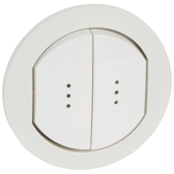 Enjoliveur double à voyant Céliane IP 44 pour 2 réf. 0 670 01/31 blanc Ref.067804