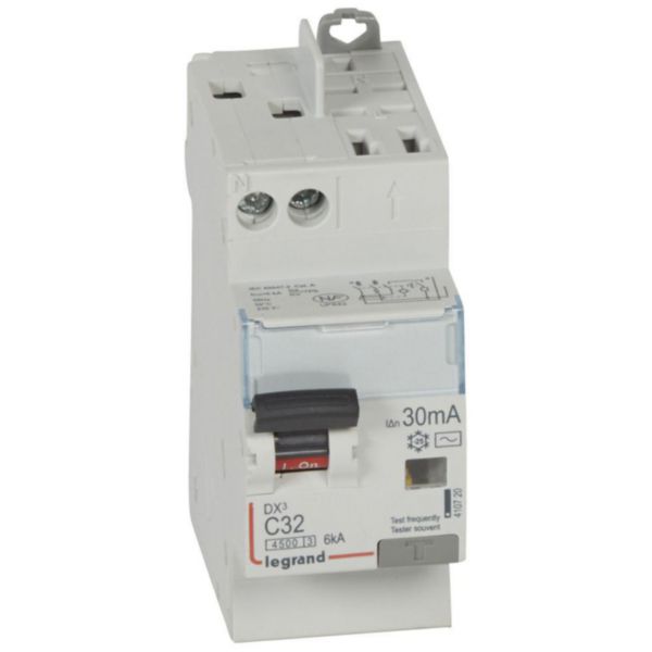 Disjoncteur différentiel DX3 4500 V is/auto -U+N 230V ~ 32A -typeAC 30mA 6kA -courbe C 2M Ref.410720