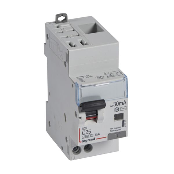 Disjoncteur différentiel DX3 4500 auto/V is -U+N 230V ~ 25A -typeAC 30mA 6kA -courbe C 2M Ref.410715