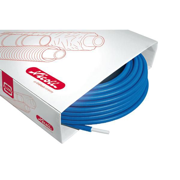 Tube pré-gainé en couronne bleu Fluxo diamètre 20mm épaisseur 2mm longueur 50m rèf. FLEM50FB20
