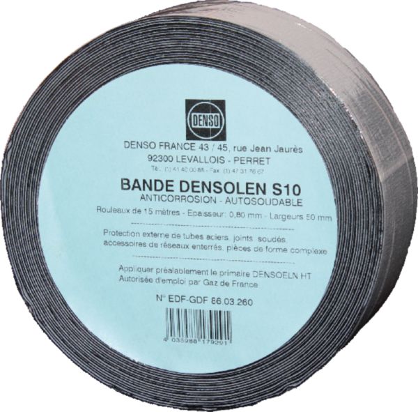 Bande anticorrosion double face auto soudable lg 15 m larg 50 mm noire densolen s10 rouleau 935867