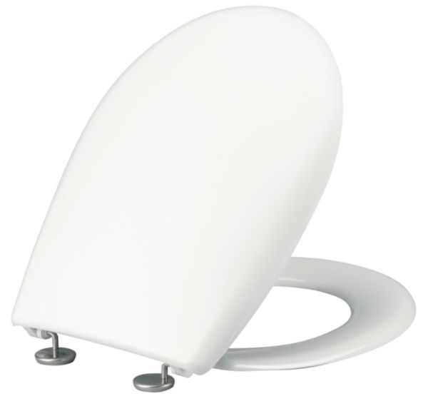 Abattant double charnière individuelle ajustable en acier inoxydable OPIO Thermoplastique Blanc réf. 47105610