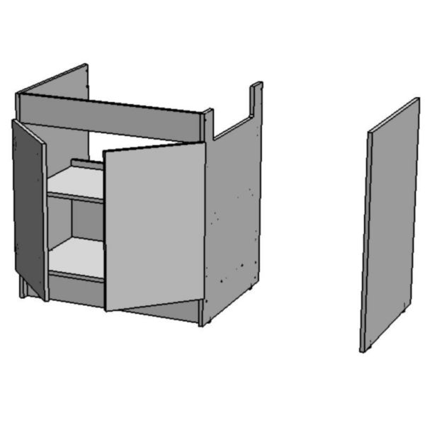 Meuble LAV’VAISSELLE : sous-évier L77cm 2 portes + joue