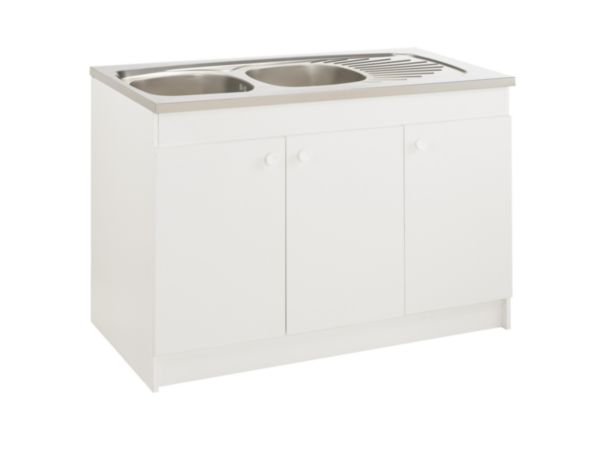 Meuble sous évier PRIMO 3 portes 120 cm sans niche version hydrofuge