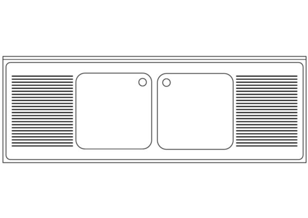 Plonge  SGP 2 égouttoirs 2 cuves 200 x 70 inox 18/10