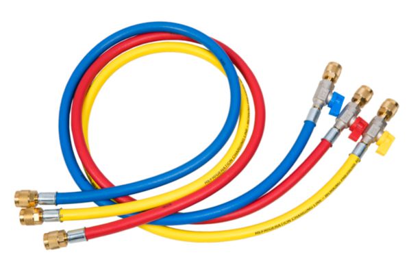 Jeu de 3 flexibles 150 cm avec vanne R410A CA-CCL-60-1/2 pouces-20UNF Réf. 4682519