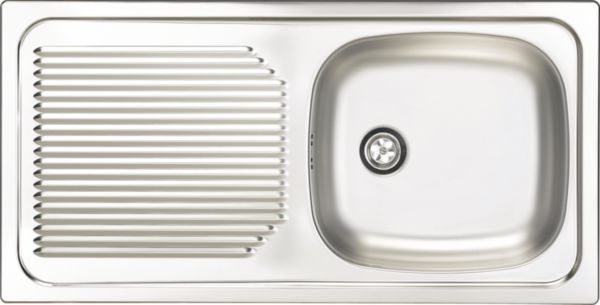 Evier à encastrer ÉCO 1 cuve 860 inox 18/10 nu, sans vidage, Lisse