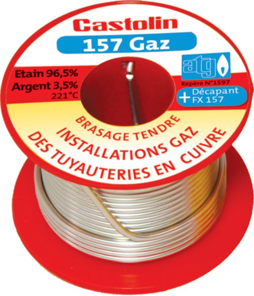 Bobine de fil 157 brasage tendre étain/argent 3,5% sans plomb gaz 250g Réf. 157GAZ2002P