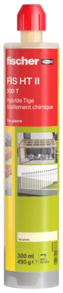 Cartouche de scellement résine hybride FIS HT II 300ml avec 2 canules - ton PIERRE Réf. 520104