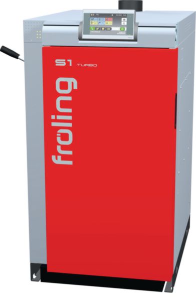 Chaudière spéciale à bûches S1 turbo 15 à combustion inversée équipée d'un pot de combustion haute température breveté avec régulation lambdatronic S 3200. isolation thermique. échangeur de sécurité thermique. technologie WOS. sonde lambda réf. 12310A