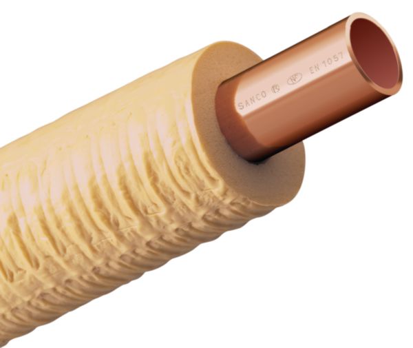 Tube cuivre pré-isolé diamètre : 22 mm épaisseur : 1 mm couronne de 25 mètres Réf. 423522160
