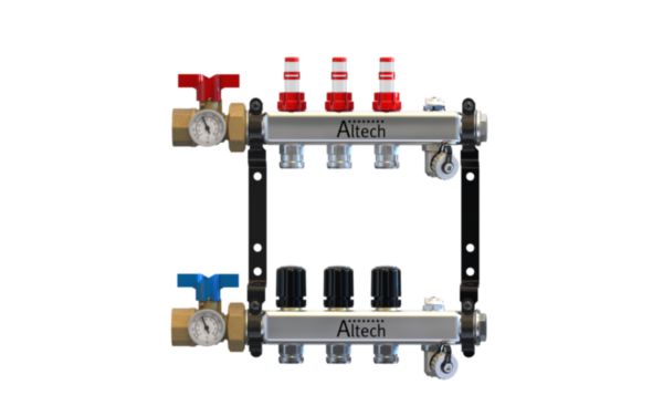Collecteur plancher chauffant basse température Altech inox complet 3 Circuits