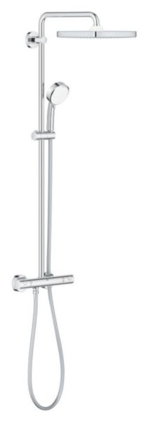 Colonne de douche avec mitigeur thermostatique chromé Tempesta Cosmopolitan System 250 Cube Réf. 26690000