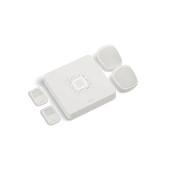 Pack alarme Initial 4G Wi-Fi Ethernet 8 zones équipé de ses 2 télécommandes, 2 détecteurs de mouvement, connecté à l'appli Tydom Réf. 6410201