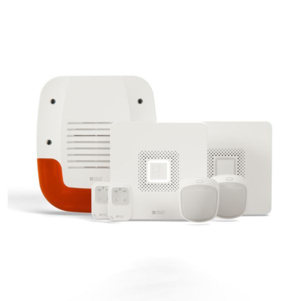 Pack alarme 4G Optimal Wi-Fi Ethernet 8 zones équipé de ses 2 télécommandes, 2 détecteurs de mouvement, 2 sirènes additionnelles (intérieure et extérieure), connecté à l'appli Tydom Réf. 6410202