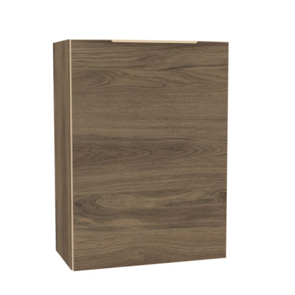 Lave mains Alterna Plénitude longueur 40cm profondeur 22cm Chêne noisette chant doré et poignée dorée version droite