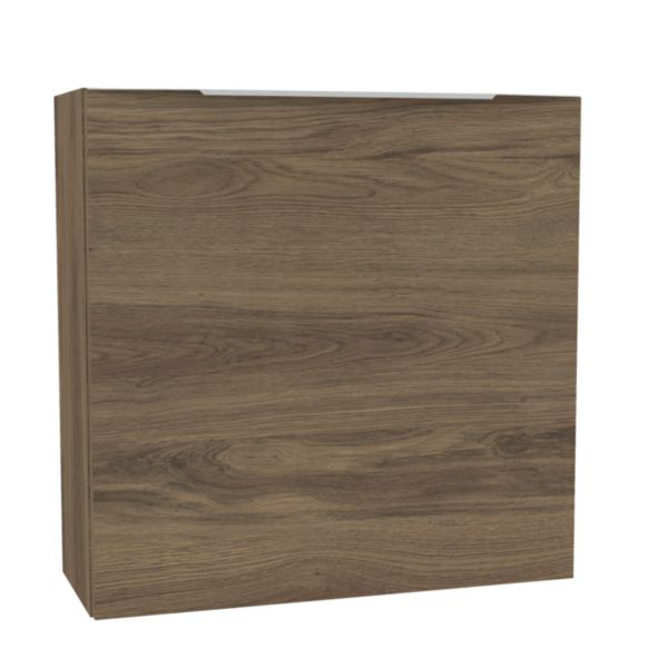 Lave mains Alterna Plénitude longueur 55cm avec rangement tablette latéral profondeur 22cm Chêne noisette version gauche