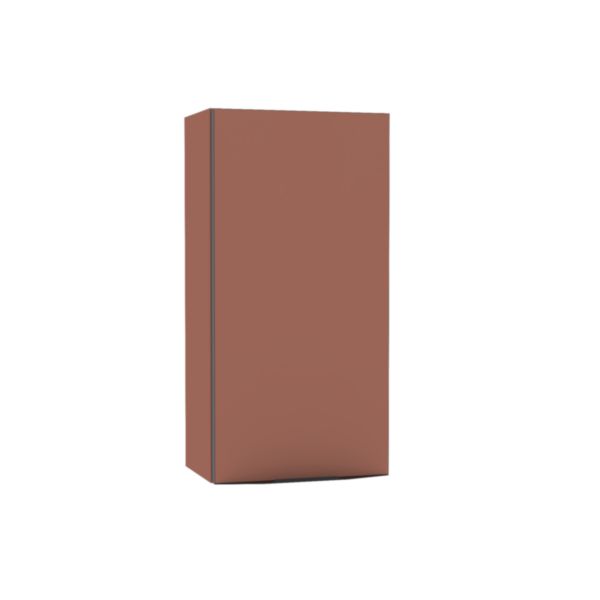 Niche haute Alterna Plénitude 1 porte 1 tablette hauteur 60cm largeur 30cm profondeur 20cm Terracotta Chant noir et poignée noire version gauche