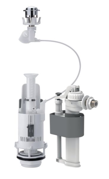 Mécanisme de chasse complet Altech à cable double touche et robinet flotteur à système hydraulique et alimentation latérale (2+A)