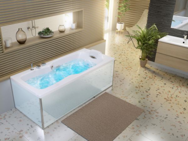 Baignoire avec système de massage professionnel KINEPLUS KIETUDE rectangulaire 180x80cm tête à gauche Réf. BKP4180BGKPK1