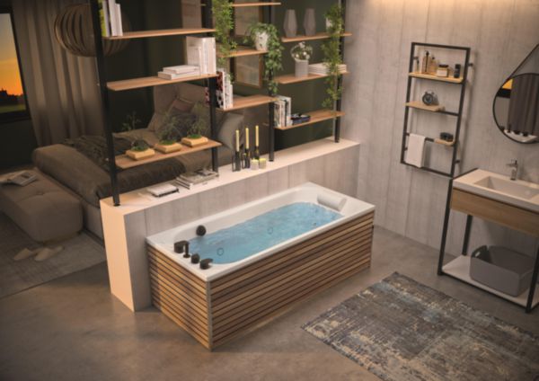 Baignoire ZUMBA 180 (180x80) système MIX COLOR tête à gauche Réf. BRO3180BGMCO1