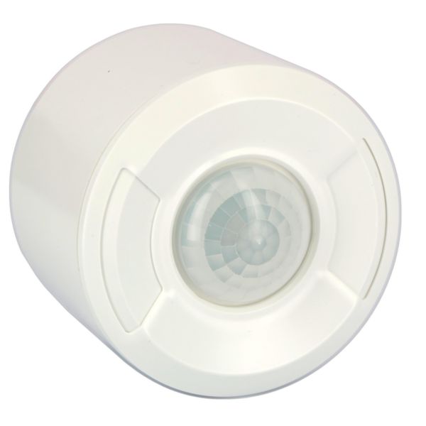 Détecteur GREEN-I  blanc ON/OFF pour la gestion de l'éclairage, montage surface plafond, 360° sur 14m, câblage rapide et double configuration. Réf. 48452