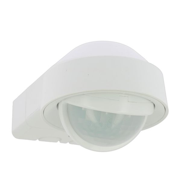 Détecteur extérieur GREEN-I blanc pour l'éclairage ON/OFF, montage surface orientable, 120° sur 14m, système de câblage rapide et double configuration Réf. 48458