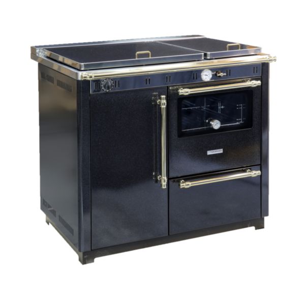 CUISINIERE ACIER A BOIS MORVAN MC20 22.64KW + UNITE DE CHARGE HYDRAULIQUE LTC ANTHRACITE REF 526020