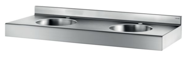 Lavabo DUPLO RP 2 vasques trou rob. Ø35 ss trop plein Inox 304 sat Réf.121390