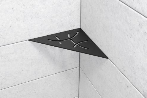 Tablette design d'angle triangulaire Shelf-E Curve alu finition structuré noir graphite mat 210 x 210 mm réf. SES1D6MGS