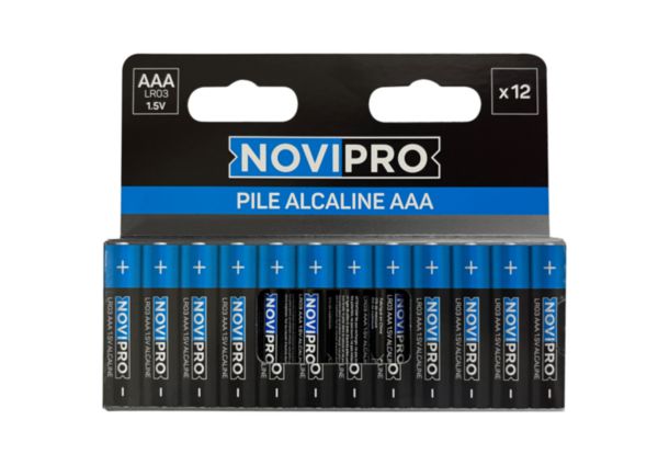 Piles LR03 Alcalines AAA 1,5V Novipro - paquet de 12 piles