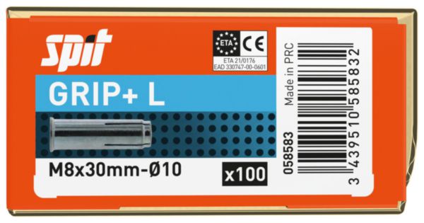 Image principale de Chevilles GRIP L M8x30 ETAG-001-06 Boîte de 100 Réf. 058583