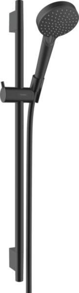 Set de douche VERNIS BLEND 2 jets EcoSmart 9 l/min avec barre Unica 65 cm, Noir mat Réf : 26423670