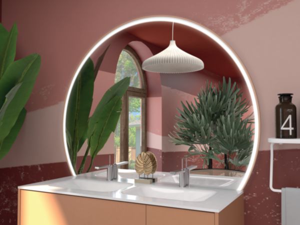 Miroir LED laqué REFLET MOON+ diamètre 140 cm sans interupteur ni antibuée réf. 905067