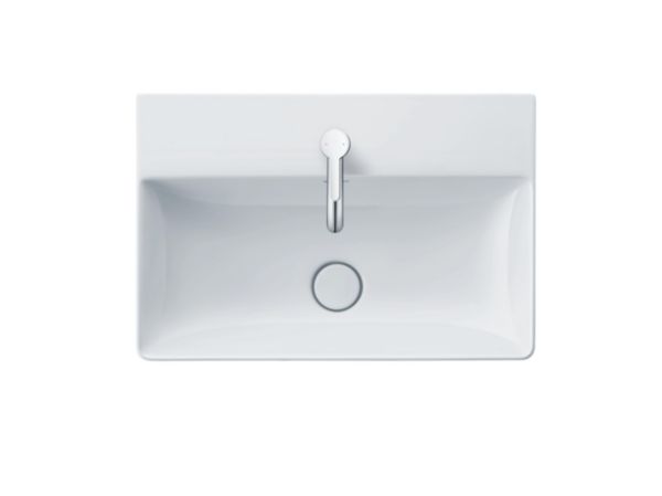 Lave-mains DURASQUARE L45 X P35 cm, sans trop plein, avec plage de robinetterie. Réf.0732450041