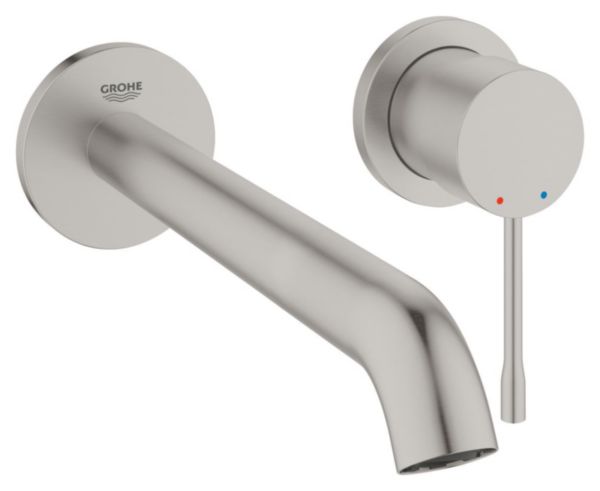 Mitigeur lavabo monocommande ESSENCE mural à encastrer 2 trous lavabo taille L Supersteel Réf. 29193DC1