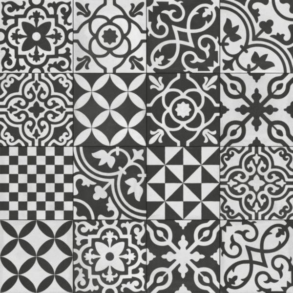 Grès cérame émaillé Ragno Contrasti antracite mix décor 20 x 20 Réf. R7GZ