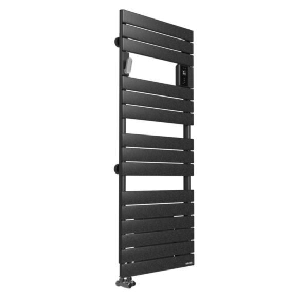 Image principale de Sèche-serviettes Adélis mixte 692W eau chaude 750W électrique avec soufflerie 1000W anthracite avec patère intégrée Réf. 862677