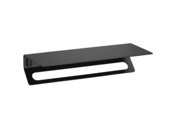 Rack porte-serviettes ALUR 500 X 205 mm, aluminium plié thermolaqué noir mat, fixations invisibles Réf. 400721