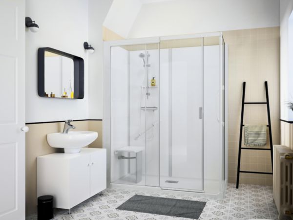 Cabine de douche Kinemagic7 Sérénité 120x90 Angle Coulissant Haute Transparent Thermostatique Réf : KT-1209-AHC-TN3-GS5