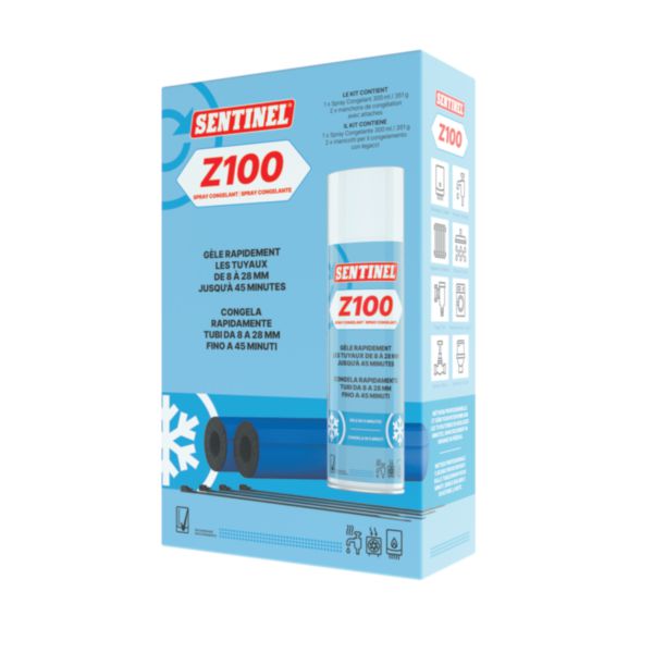 Kit Spray Z100 congelant tuyauterie 300ml et manchons pour sectionner des tubes sans vidanger Réf. Z100L-12X300MLKIT-EXP