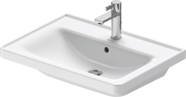 Lavabo Duravit D-Neo 650 mm avec plage de robinetterie trop-plein 1 trou de robinetterie finition Blanc Brillant Réf. 2367650000