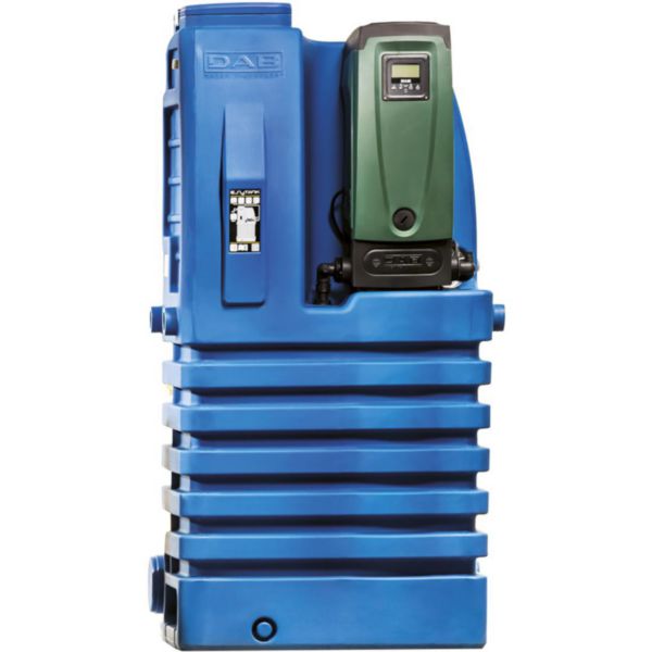 Pack E.SYTANK 440 40/80M comprenant un surpresseur E.SYBOX 40/80 et sa bache de disconnection de 440 litres - Alimentation électrique : 230 V - 1,55 kW - 10 A -Débit max : 6,6 m³/h - Pression max : 5 bar - Raccordements 1" F